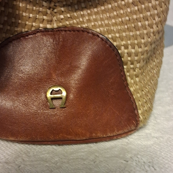 Etienne Aigner Woven Leather Tote Bag Tan Brown Vintage Classic - Picture 10 of 11
